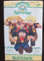 6826 339 BUTTERICK 16" CABBAGE PATCH KIDS COWBOY, COWGIRL VEST, BOOTS, HOLSTER PATTERN
